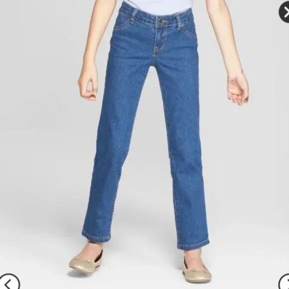 JK INDIGO Medium Wash Girls Straight Leg Jeans Size 12 - Picture 1 of 4